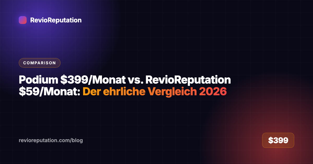 Podium $399/Monat vs. RevioReputation $59/Monat: Der ehrliche Vergleich 2026