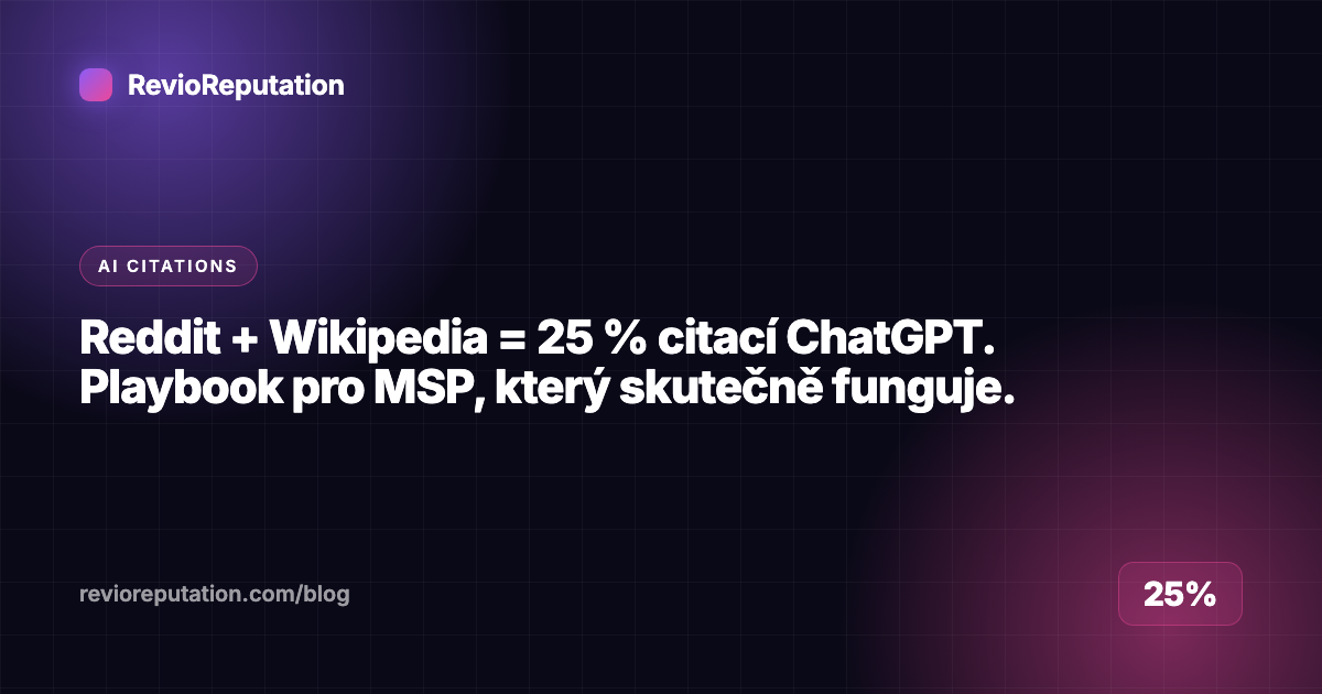 Reddit + Wikipedia = 25 % citací ChatGPT. Playbook pro MSP, který skutečně funguje.