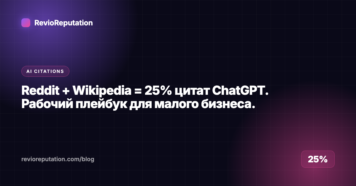 Reddit + Wikipedia = 25% цитат ChatGPT. Рабочий плейбук для малого бизнеса.